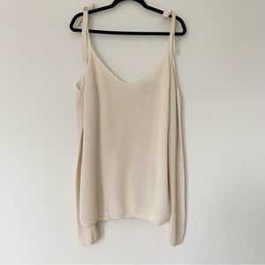 Club Monaco Wool and Silk Shoulder Tie Sweater in Ivory size Large